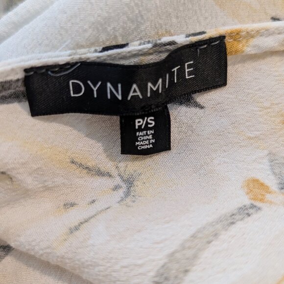 Dynamite White Floral Tank Top Blouse with Open Tie Back - Picture 4 of 5